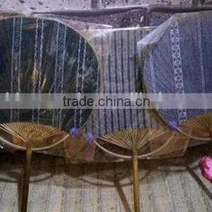 Bamboo Hand Round Fan With Cloth Face thumbnail-1