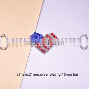 (M0911) 87mmx21mm,15mm Bar, Rhinestone Connector for Hair Jewelry,silver Plating,all Crystals thumbnail-1