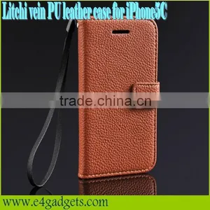 2013 New Arrival Litchi Vein Luxury PU Flip Case for Iphone5c Leather Case With Wallet and Card Slots thumbnail-1