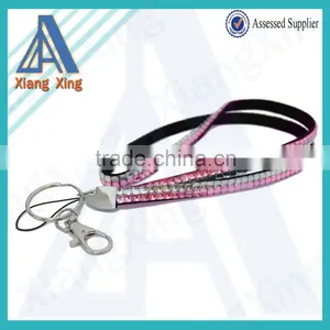 Double Line Clear Rhinestone Cute Yoyo Badge Reel Lanyard for Keys thumbnail-4