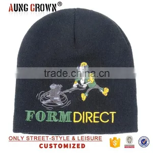 100% Acrylic Knit 3d Embroidery Beanie thumbnail-1