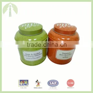 Fancy Design Chinese Tea Tin Box With Lift-off Lid/round Tea Tin Box/tea Can thumbnail-1