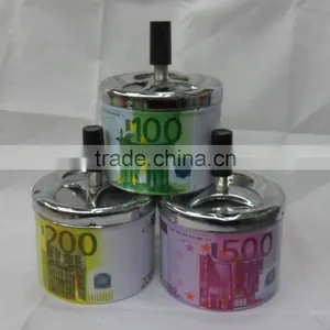 ASHTRAY METAL EURO BILL COOL GIFT NEW SMOKE CIGARETTE PUSH DOWN SPINNING thumbnail-1