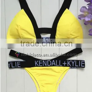 Yellow Elastic Swimwear Brazilian Bikini thumbnail-1