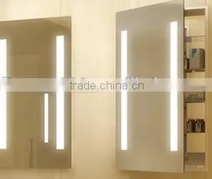 Wall Mounted Led Illuminated Bathroom Storage Cabinet With Mirror Doors, Sliding Mirror Cabinet With Shaver Socket thumbnail-3
