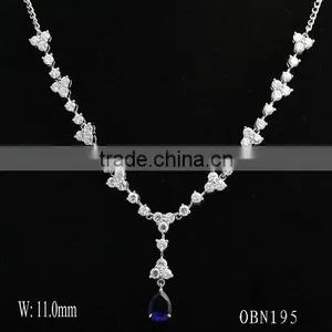 Fashion Jewelry Pearl Factory Supply Natural Freshwater Pearl Necklace With Blue Stone thumbnail-2