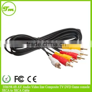 30M/98.4ft AV Audio Video Line Composite TV DVD Game Console 3RCA to 3RCA Cable thumbnail-1