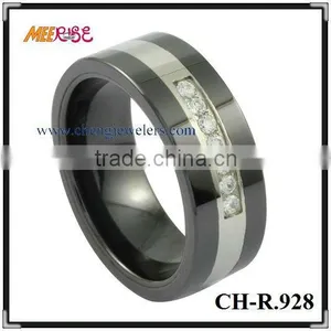 Men's Tungsten Ceramic Diamond Ring for Sale thumbnail-1