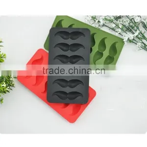 Mustache Shaped Ice Cube Tray 6 Cavities Silicone Ice Molds thumbnail-1