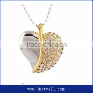 Crystal USB Flash Drive Usb Necklace Design Heart Shape Usb thumbnail-3