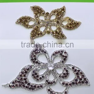 Top Sell Silver Beaded Rhinestone Trim Applique For Wedding Dress thumbnail-5