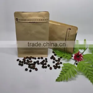 Brown Kraft Paper Flat Bottom Coffee Bag With Valve thumbnail-1