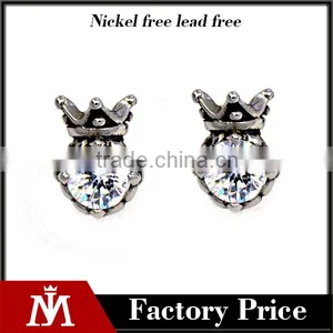 2016 Luxury Women Party Jewelry Unique Silver Charm Crown Diamond Earrring thumbnail-1