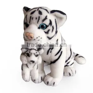 Factory Wholesale Realistic Plush Toys Sitting White Tiger W/doll Stuffed Plush Jungle Animal Toy Super Soft Plush White Tiger thumbnail-1