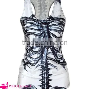 High Quality Milk Silk Underwaist Tank Top Women Bones/X Ray/Skeleton Black Summer Tank Top BX006 thumbnail-6