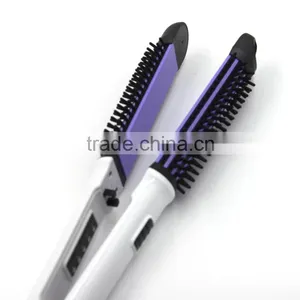 Magic Hair Straightener Brush Electric Auto LCD Straightening Brush Ceramic Hot Air Ionic Hair Iron Combs thumbnail-5