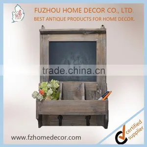 Hot Selling Vintage Wooden Wall Black Board With Shelf and Hooks Decor thumbnail-4