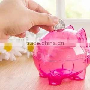 Transparent Money Box, Saving Box, Plastic Pig Shape Piggy Bank thumbnail-1