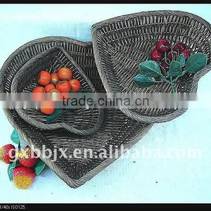 Heart Shaped Rattan Weave Storage Fruit Pots Set of Three thumbnail-1