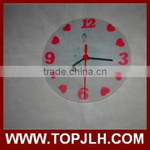 Heat Transfer Printing Glass Wall Clock Round Glass Clock thumbnail-1