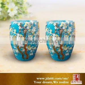Fancy Color Glazed Birds and Flowers Ceramic Garden Short Stools for Sale Made in Jingdezhen thumbnail-2