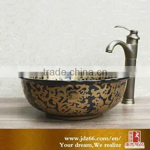 Ordinary Black Glaze Enamel Kitchen Sink Size With Gold Pattern thumbnail-1