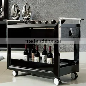 Black Wooden Leather Dining Trolley for Home Hotel thumbnail-1