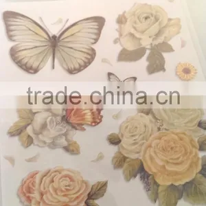 Butterfly & Rose Design Sticker in Light Green Color Way, Popular Antique Design Decorative Glitter Sticker thumbnail-2