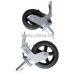 6" Rubber and PU Material Scaffolding Caster Wheel With Brake thumbnail-1