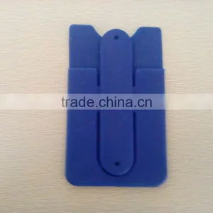 Hot Selling Blue Adhesive Stickers Silicone Rubber Mobile Phone Card Holder for Mobile Phone thumbnail-2