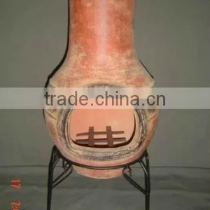 Clay Chimney With Metal Stand, Fire Shelf and Lid thumbnail-1