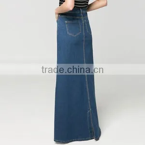 Factory Directly Sale New Ladies Flared Long Denim Skirt thumbnail-3