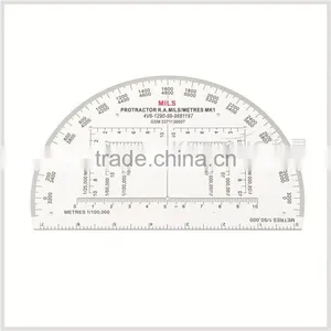 Chinese Custom 6 Inch Half Moon 360 Degree Plastic Protractor, Transparent High Quality Protractor for Military Training # KMP-1 thumbnail-3