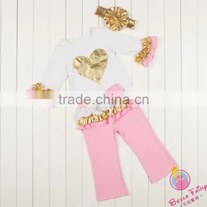 Wholesale High Quality Golden Autumn Outfits for Baby Girls Christmas Outfits for Infant Girls thumbnail-3