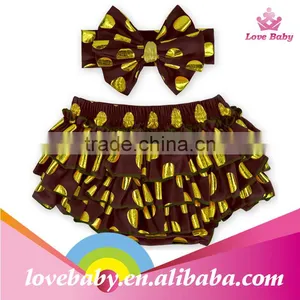 Wholesale Bloomers Baby Shorts Golden Polka Dot Bloomer Sets With Hairband thumbnail-6