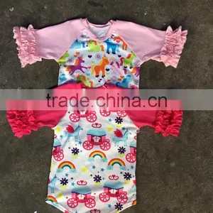 One-piece Baby Reglan t Shirt Wholesale Bulk Clothing Cotton/spandx Mixed Ruffle Clothes Kids Shirt thumbnail-1