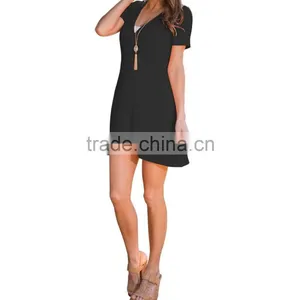Fashion Clothing Manufacturers Short Sleeve Casual Loose Women Dresses 2017 thumbnail-6