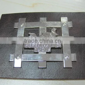 Leather Labels for Jeans Fake Leather Patch Die Cast Jeans Leather Label With Metal Logo thumbnail-1