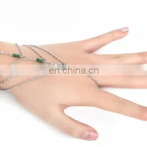 Sweet Women Chain Link Bracelet Finger Ring Bangle Slave Hand Harness thumbnail-1