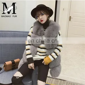 2016 New Fashion Women Luxury Vest Hot Sale Lady Vest Real Fox Fur Waistcoat thumbnail-4