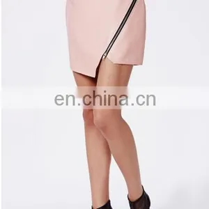 2015 Pink Mature Woman Leather Skirt Asymmetric Mini Skirt thumbnail-2