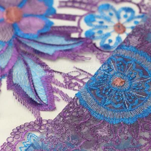 China Factory Peacock Feather Fabric Embroideried Mesh Net Lace Fabric for Wedding thumbnail-4
