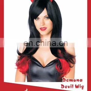 Black Hair Wig With Dyed Red Hair on the Buttom Lace Front Wig Human Hair thumbnail-1