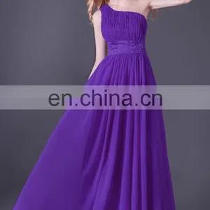 Hot Sale Women One Shoulder Long Bridesmaid Dress Grace Karin Chiffon Colorful Cheap Evening Dresses China CL4107 thumbnail-2