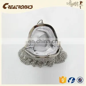 CR Korean Designer Developed Shining Diamonds Surface Skirt Design Metal Frame Fancy Elegant Indian Clutch Purses Wholesale thumbnail-4