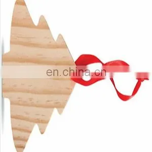 Wooden Christmas Ornament With Textile Ribbon, Tree Shape thumbnail-2