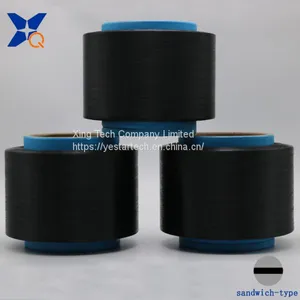 Black Carbon Conductive Polyester Fiber Filaments 50D/8F Sandwich Type for Anti Static Harness Cord/ESD Yarn/ESD Fabric-XTAA249 thumbnail-1