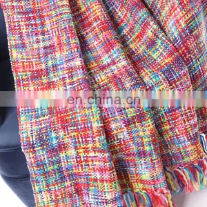 China Cheap Price Tropical Style Multi-Color Rainbow Throw Blanket 63" X 49" thumbnail-3