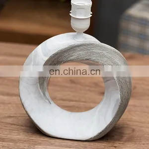 China Wholesale Cheap Hotel Bedside Lamp Custom Vintage White Office Table Lamp Ceramic With Logo thumbnail-6