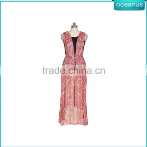 100% Silk Printed Ladies Long Dress With Silk Habotai Lining thumbnail-3